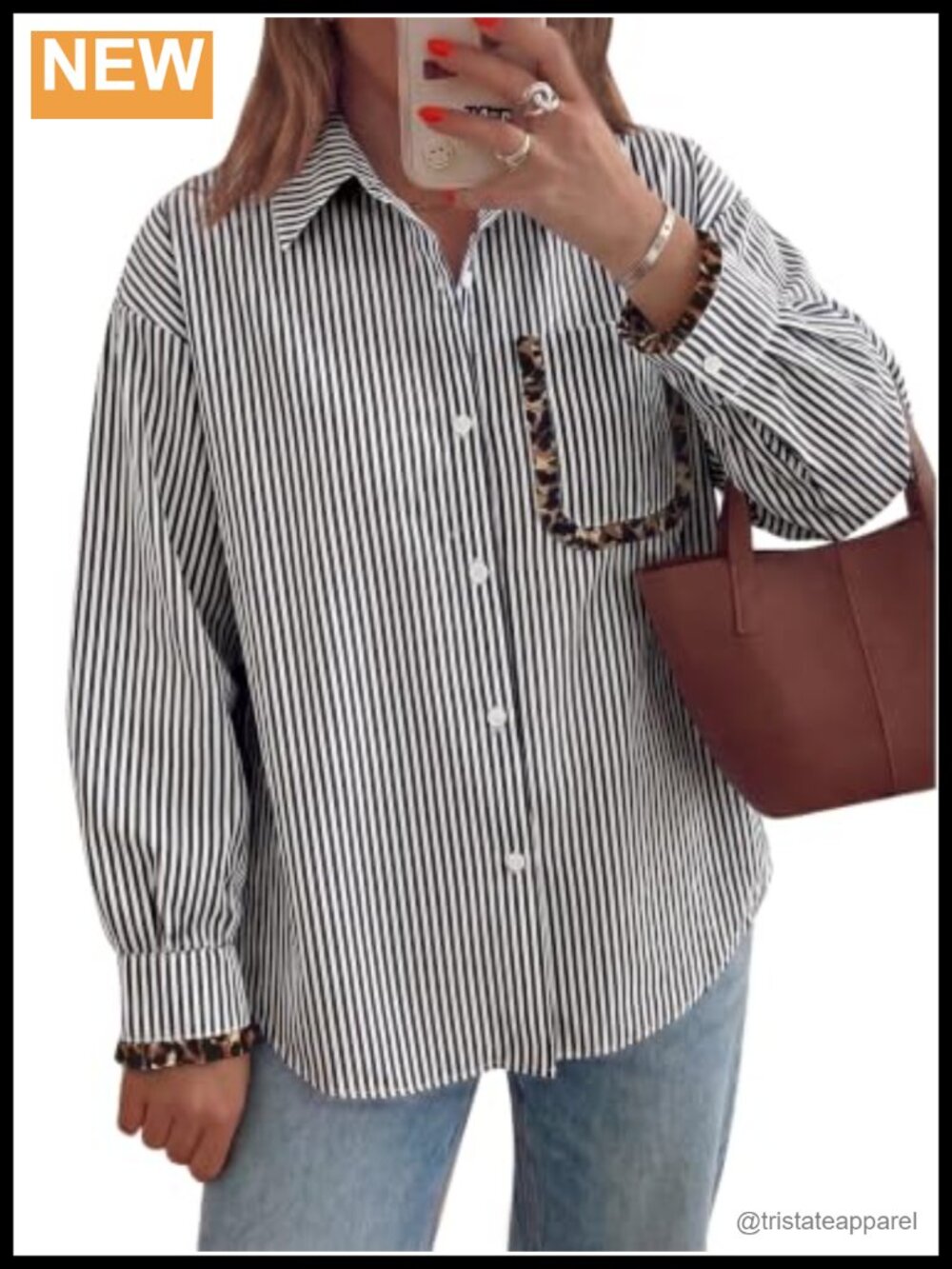 Oversized Striped Button Down Shirt Long Sleeve
